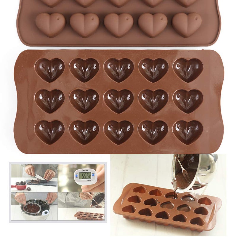 homEdge 15-Cavity Dimpled Heart Shape Chocolate Mold, Silicone Dimpled Valentine Heart Chocolate Gummy and Candy Mold - Image 4
